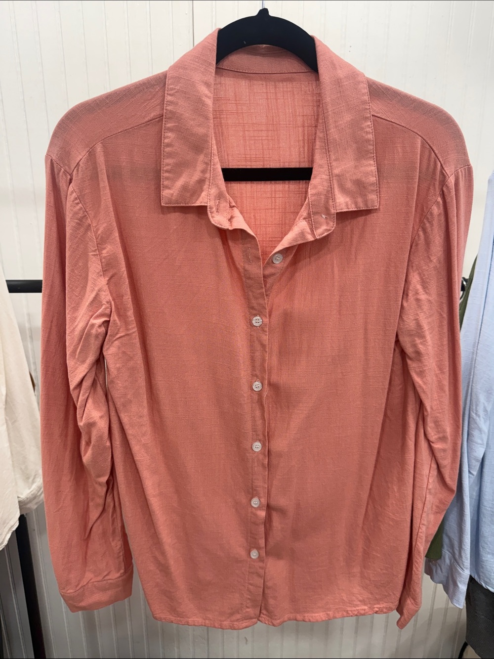 Women’s Lightweight Button-Down Blouse - Dusty Coral Medium